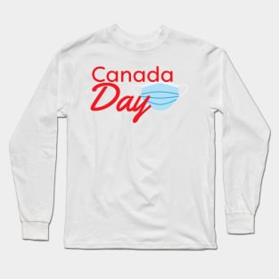 Canada Day 2020 - Red text and Blue face mask Long Sleeve T-Shirt